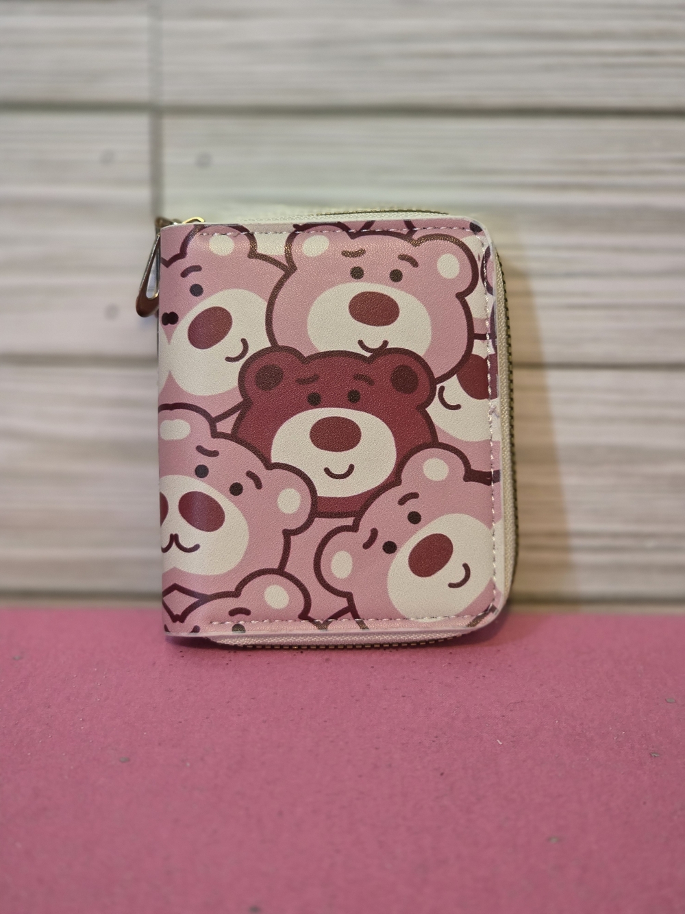Strawberry Bear Small Zip Up Wallet